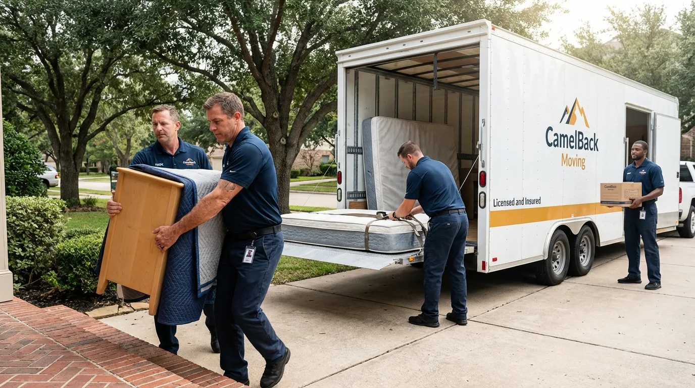 Crew loading residential truck for cross-state move from Hickman, NE