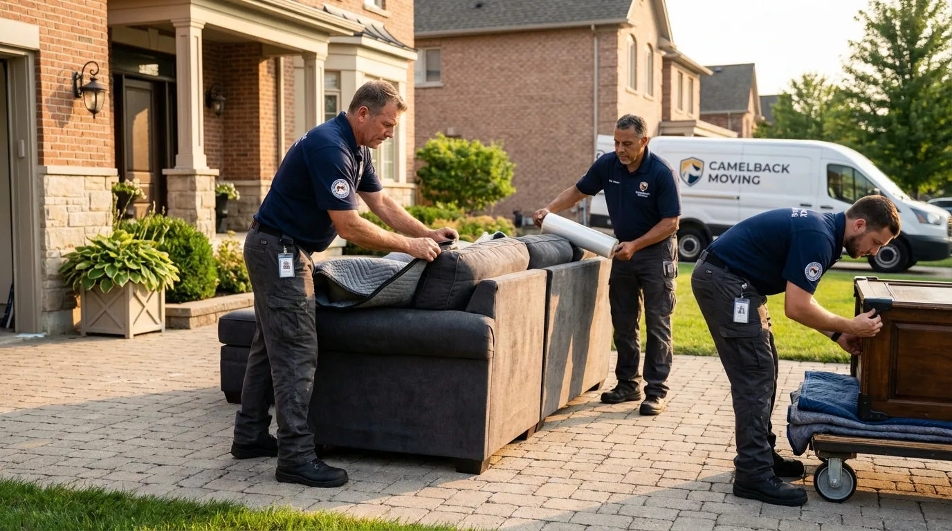 Large estate moving crew wrapping furniture in Hickman, NE